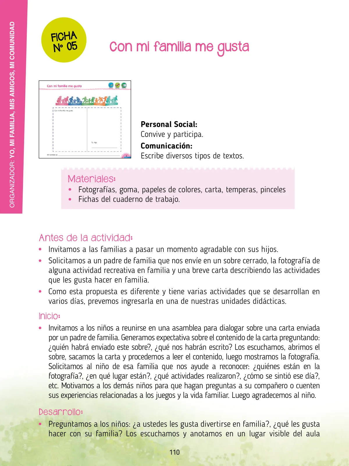 Miniatura página 112 de Agenda pedagógica 2017-2018 para docentes de II Ciclo de Instituciones de nivel de Educación Inicial · 2017