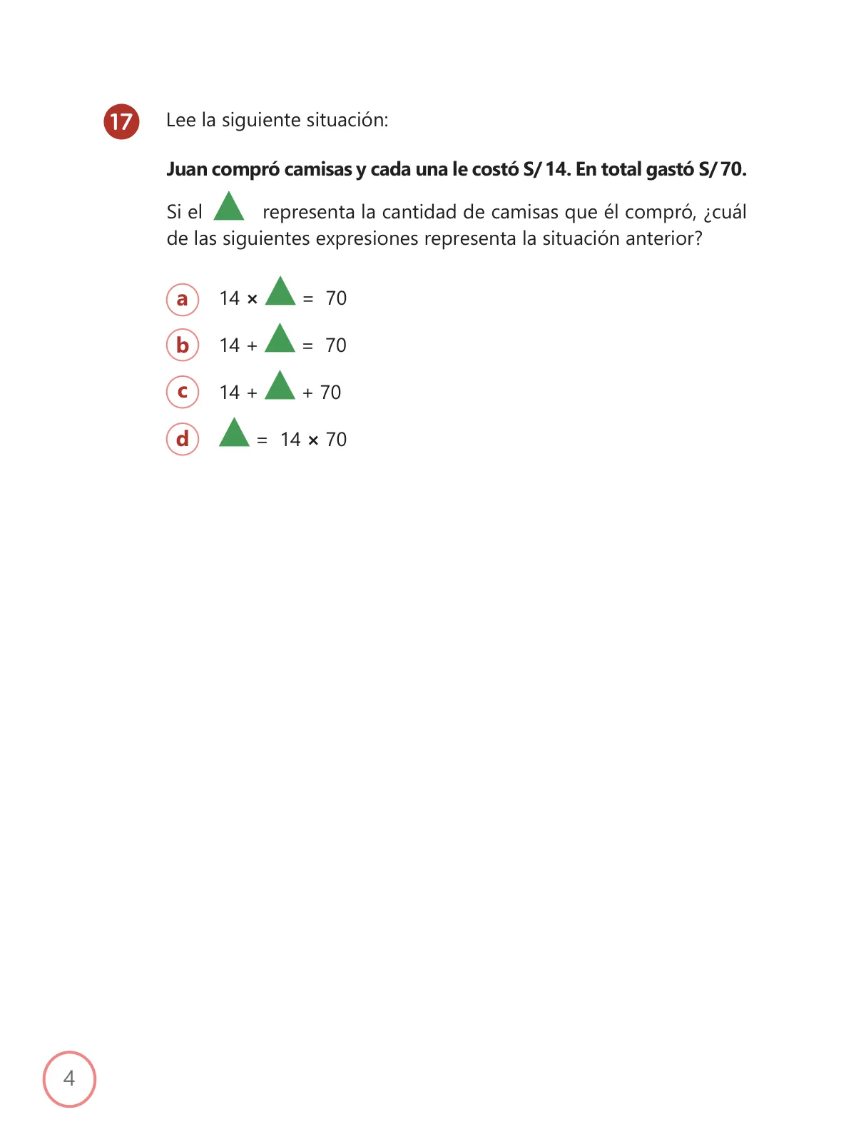 Miniatura página 4 de Kit de evaluación Salida 2 Demostrando lo que aprendimos : Matemática, tercer trimestre, ﻿Cuarto grado - Primaria · 2019