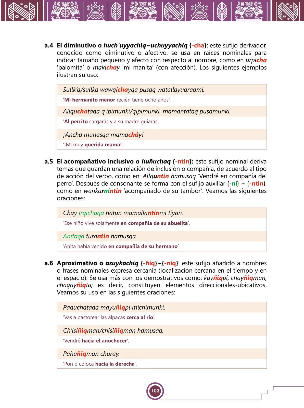 Miniatura página 105 de Urin Qichwa Qillqay Yachana Mayt'u = Manual de escritura quechua sureño · 2021