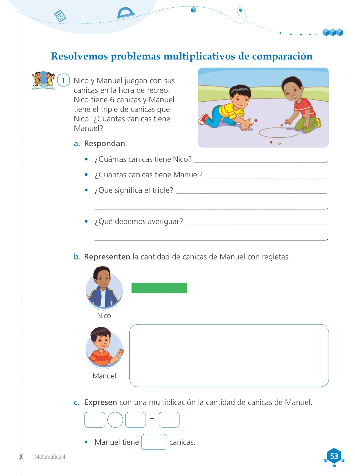 Página 55 de Matemática 4 : cuaderno de trabajo para cuarto grado de Educación Primaria 2019 · 2019