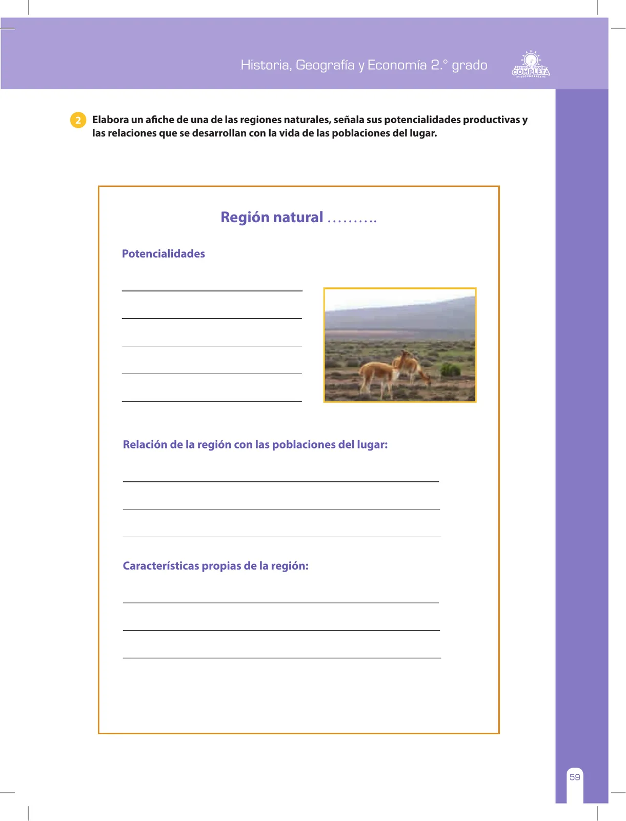 Miniatura página 59 de Historia, Geografía y Economía 2 : cuaderno de reforzamiento pedagógico - JEC ﻿ · 2016