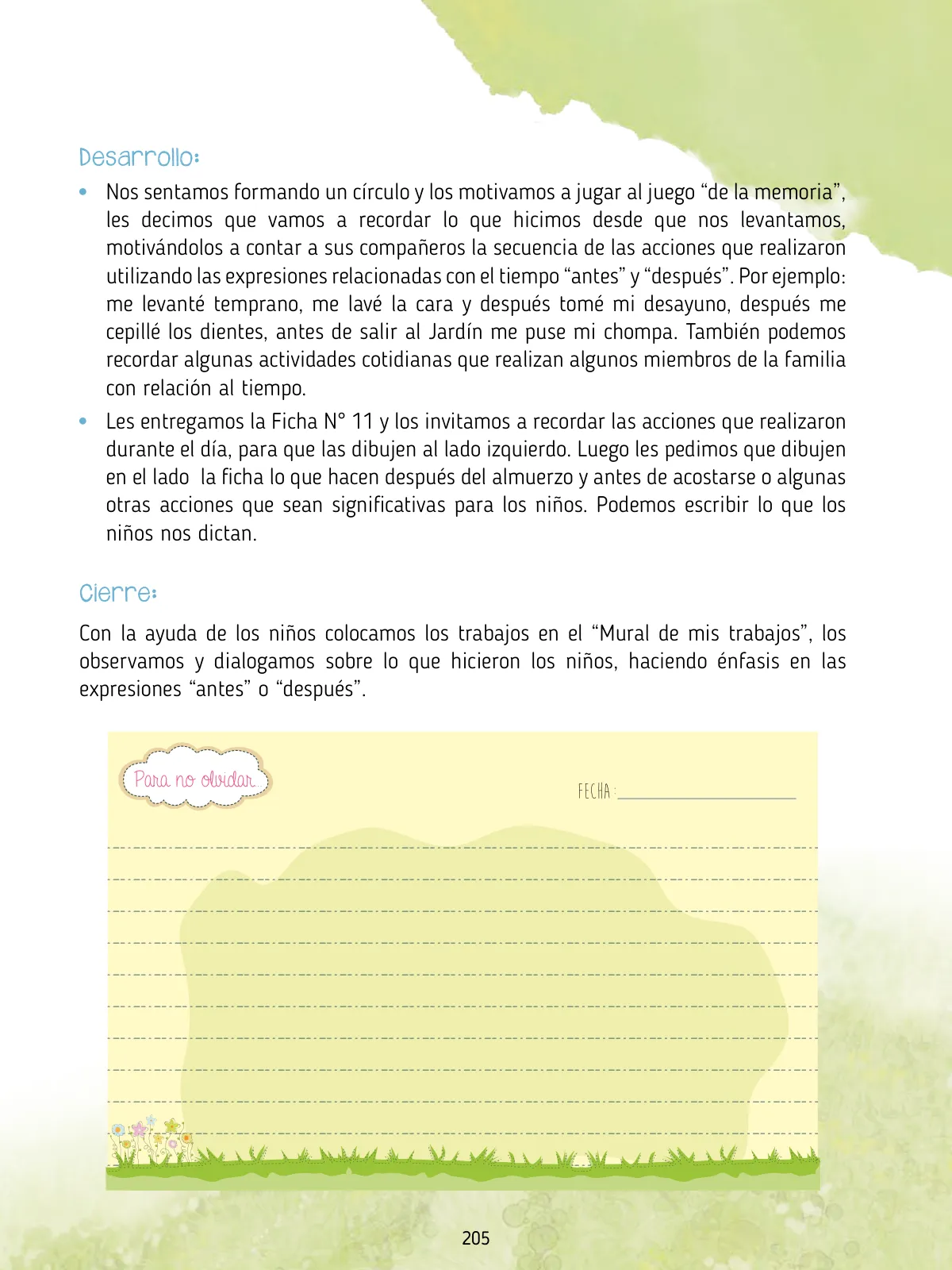 Miniatura página 207 de Agenda pedagógica 2017-2018 para docentes de II Ciclo de Instituciones de nivel de Educación Inicial · 2017