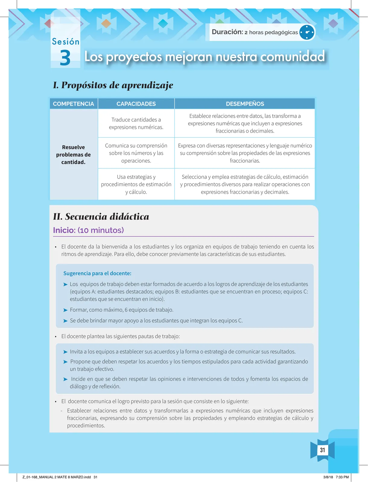 Miniatura página 33 de Resolvamos problemas 2 : manual para el docente 2018 · 2018