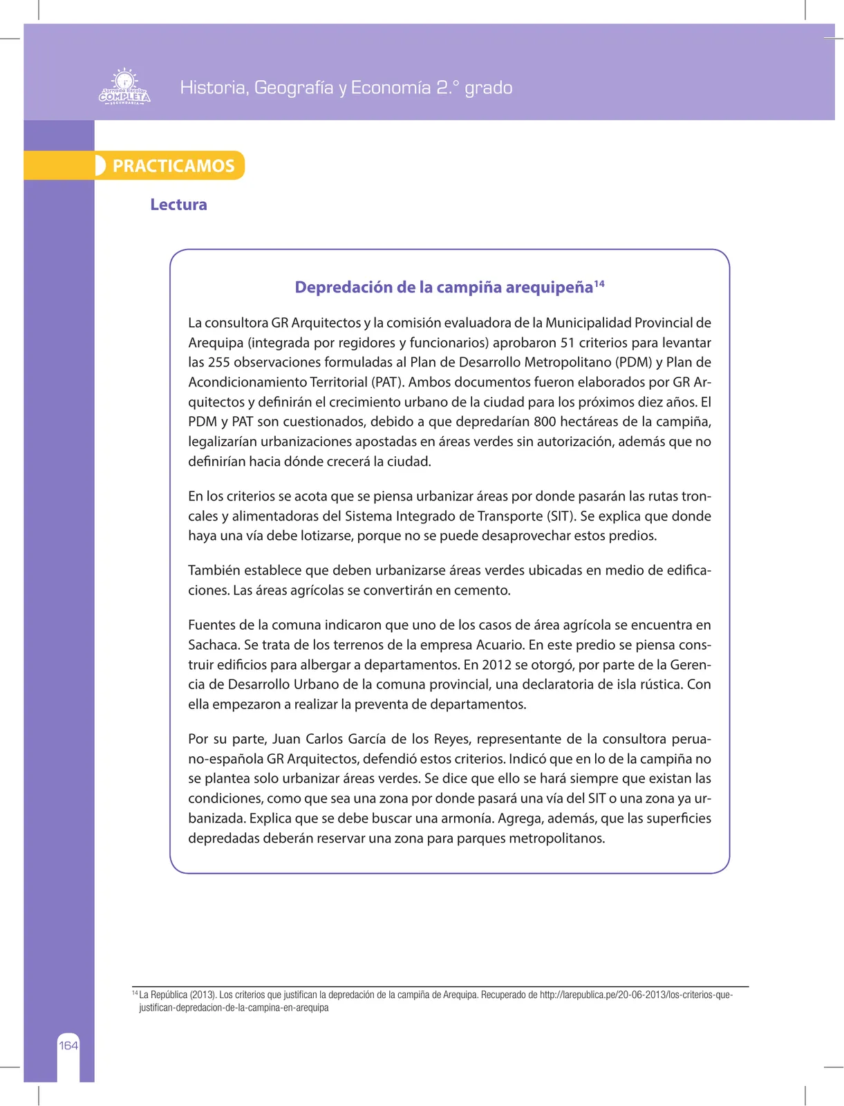 Página 164 de Historia, Geografía y Economía 2 : cuaderno de reforzamiento pedagógico - JEC · 2016