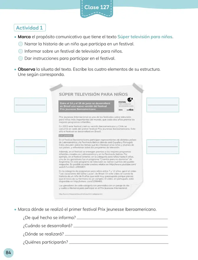 Página 85 de Lenguaje y Comunicación – Cuarto Básico | Texto del Estudiante MINEDUC – Descargar PDF · 2024