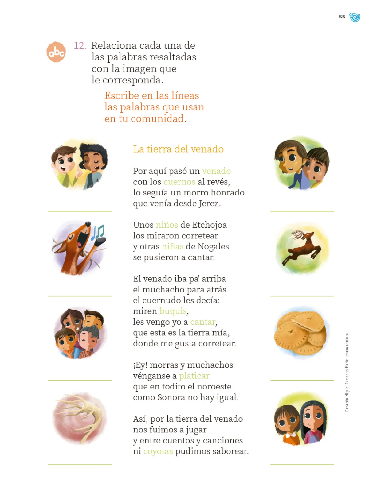 Miniatura página 56 de Múltiples lenguajes. Trazos y palabras.   Libro de Educación Primaria Grado 1°  Ciclo Escolar 2025 - 2026