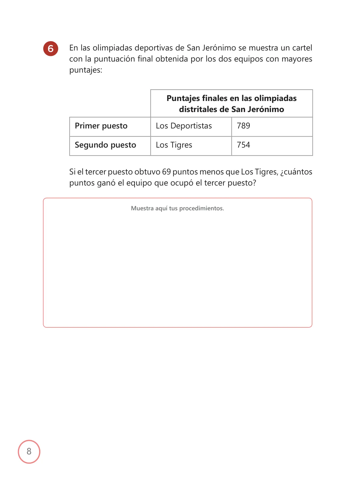 Página 8 de Kit de evaluación Proceso 1 Demostrando lo que aprendimos : Matemática, segundo trimestre, Cuarto grado - Primaria · 2019