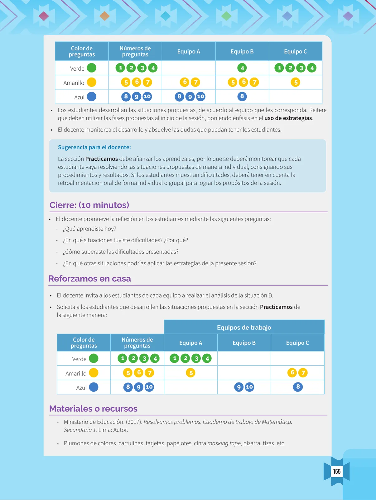 Miniatura página 157 de Resolvamos problemas 1 : manual para el docente 2018 · 2018