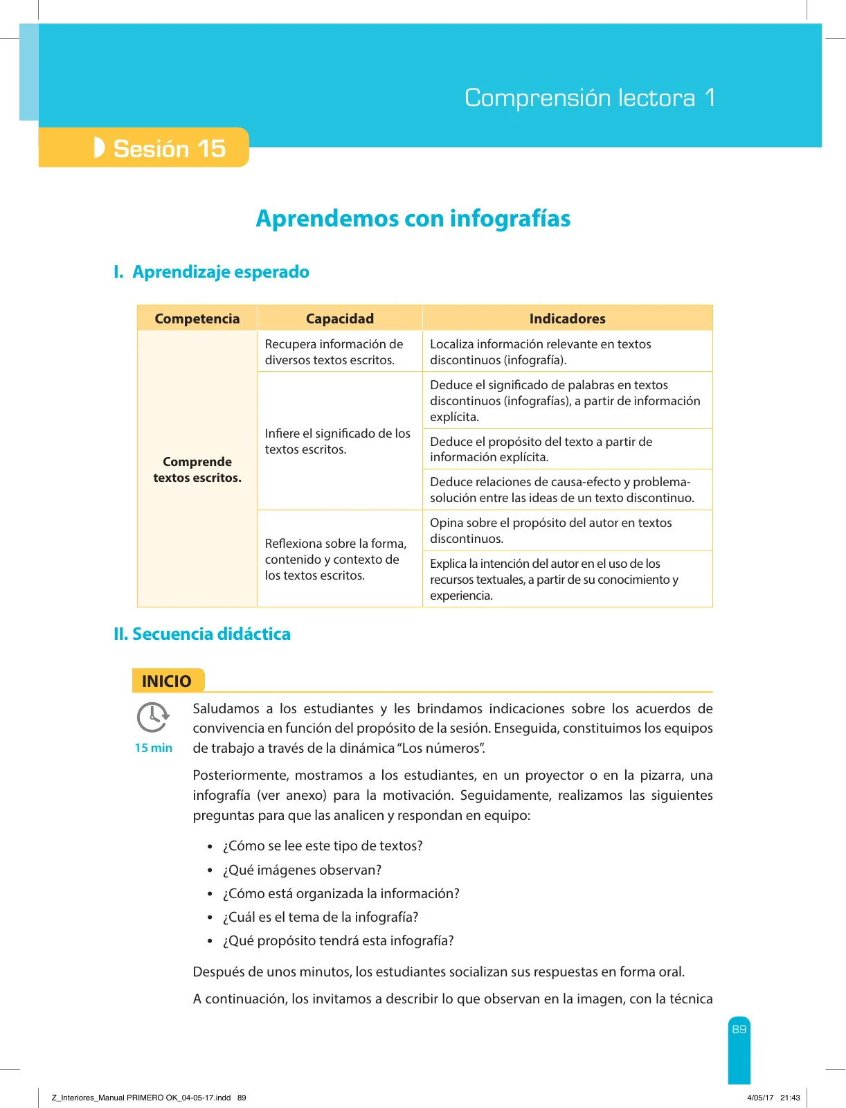 Miniatura página 91 de Comprensión lectora 1 : manual para el docente de primer grado de Secundaria · 2017