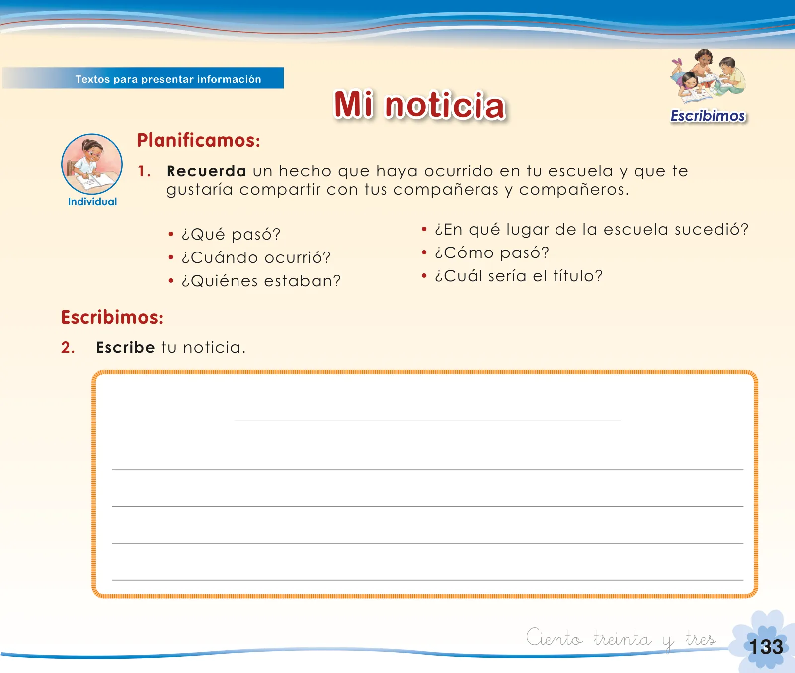 Miniatura página 135 de Comunicación 1 : cuaderno de trabajo para primer grado de Educación Primaria 2019 · 2019