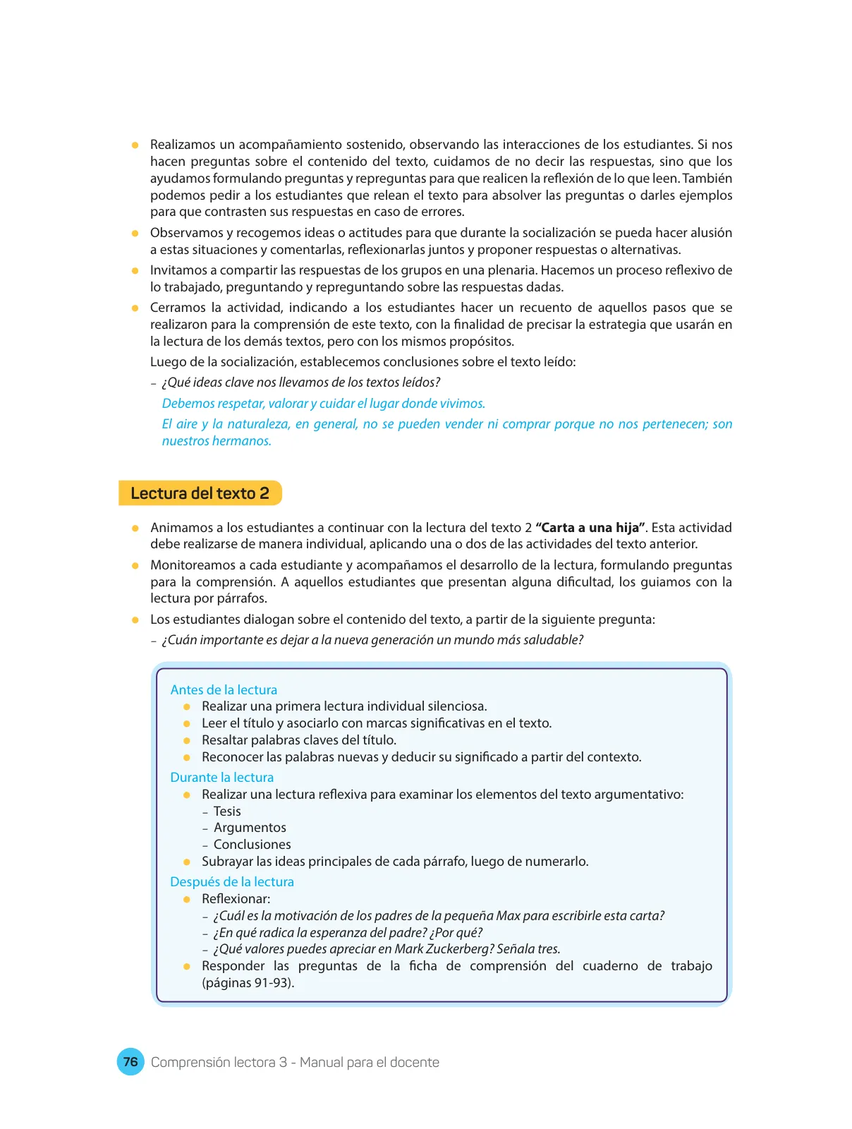 Página 78 de Comprensión lectora : manual para el docente de tercer grado de Secundaria 2018 · 2018