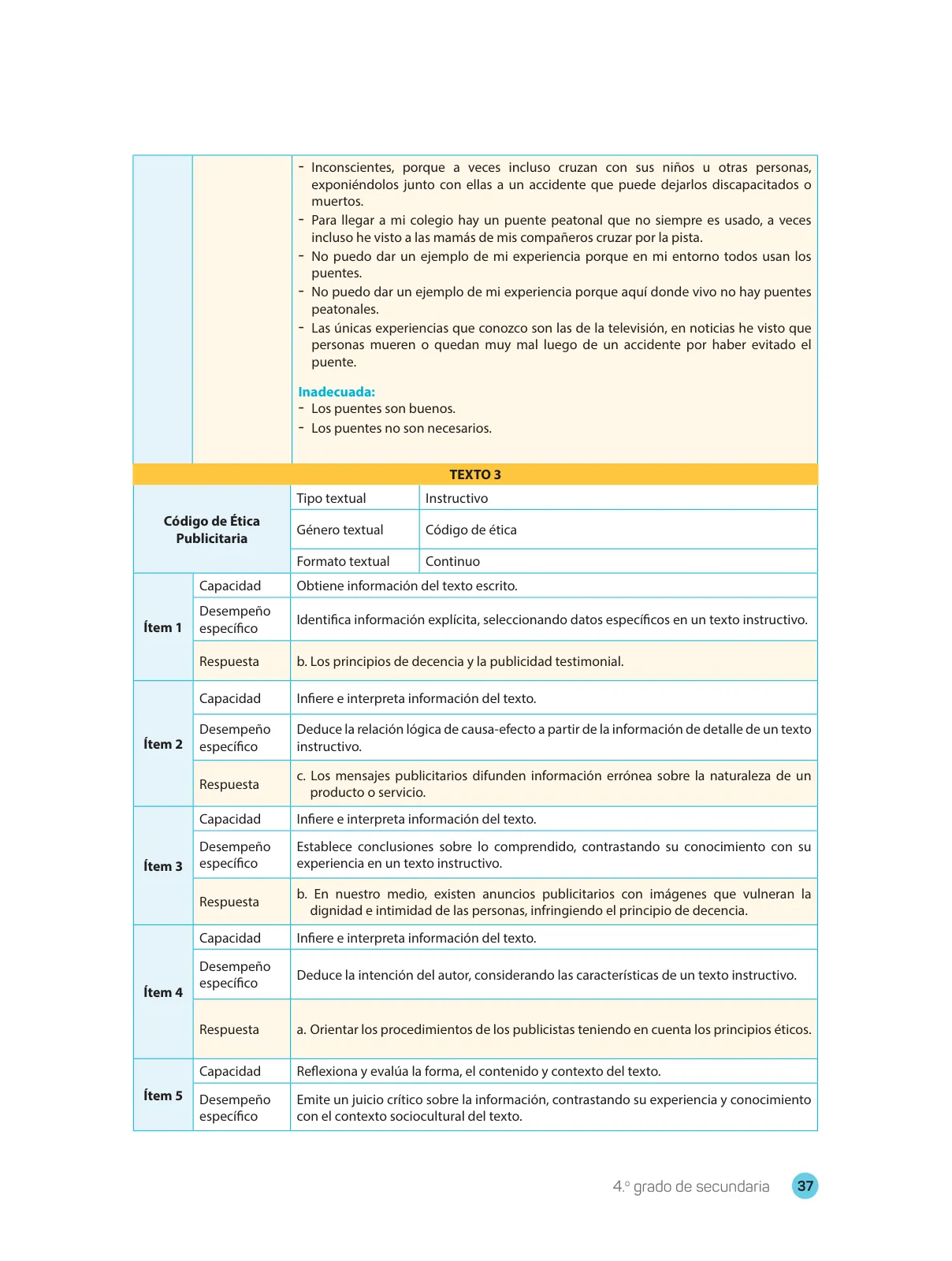 Miniatura página 39 de Comprensión lectora : manual para el docente de cuarto grado de Secundaria 2018 · 2018