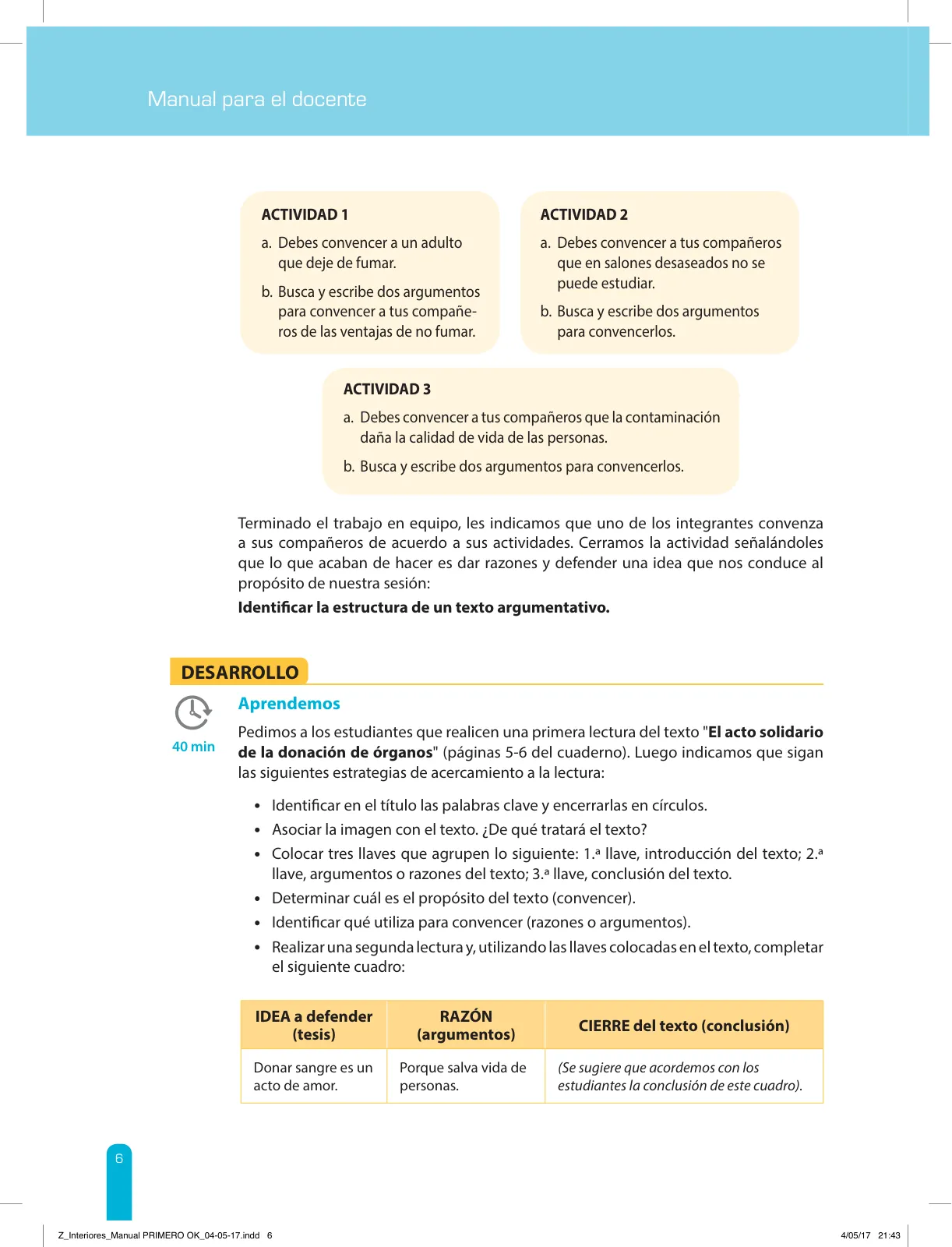 Página 8 de Comprensión lectora 1 : manual para el docente de primer grado de Secundaria · 2017