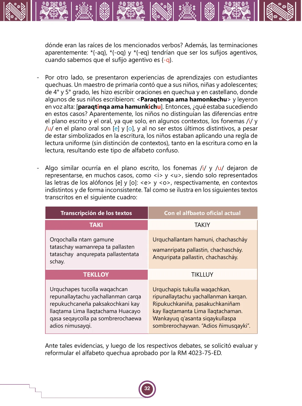 Página 34 de Urin Qichwa Qillqay Yachana Mayt'u = Manual de escritura quechua sureño · 2021