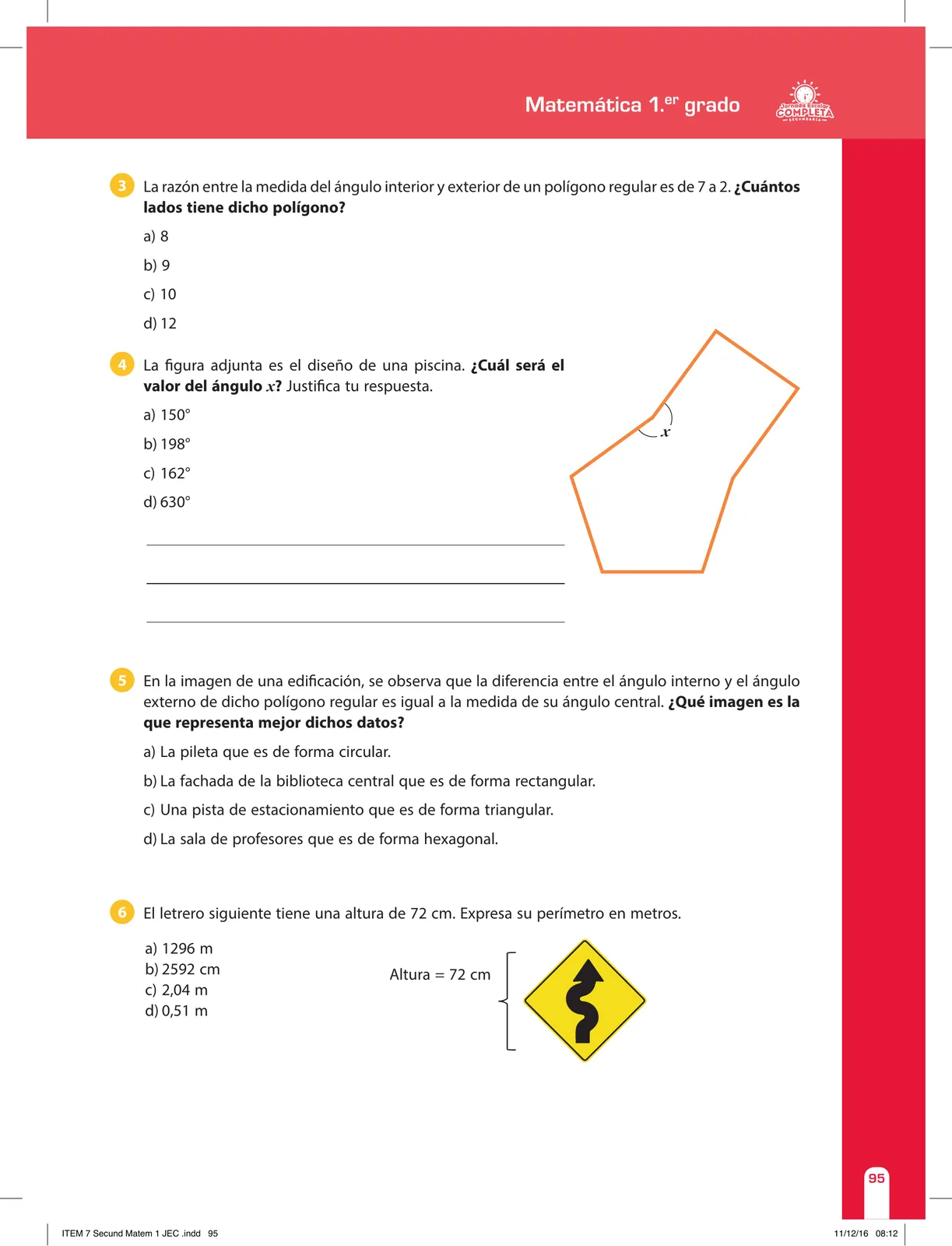 Miniatura página 95 de Matemática 1 : cuaderno de reforzamiento pedagógico - JEC · 2016