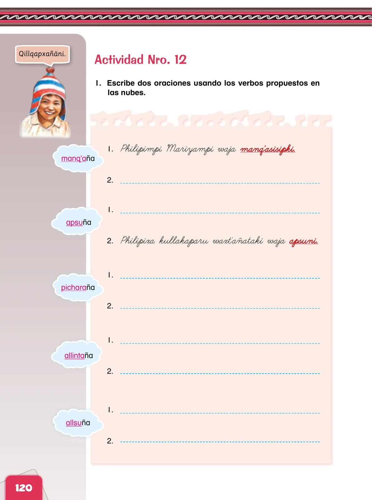 Página 122 de Aymara arutha chiqapa qillqañataki panka = Manual de escritura Aimara · 2021