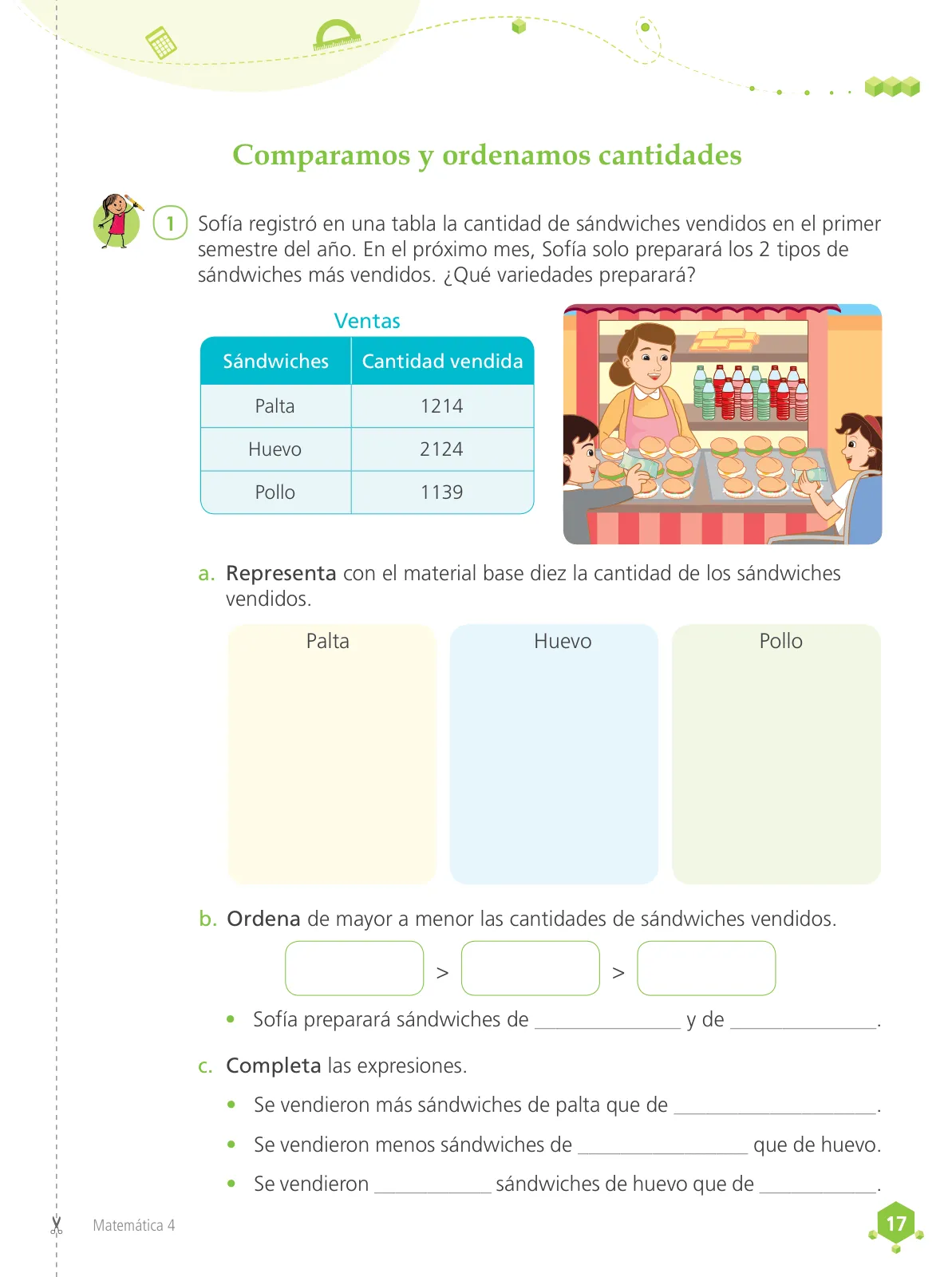 Página 19 de Matemática 4 : cuaderno de trabajo para cuarto grado de Educación Primaria 2019 · 2019