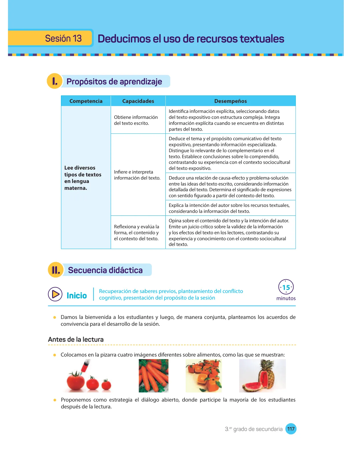 Miniatura página 119 de Comprensión lectora : manual para el docente de tercer grado de Secundaria 2018 · 2018