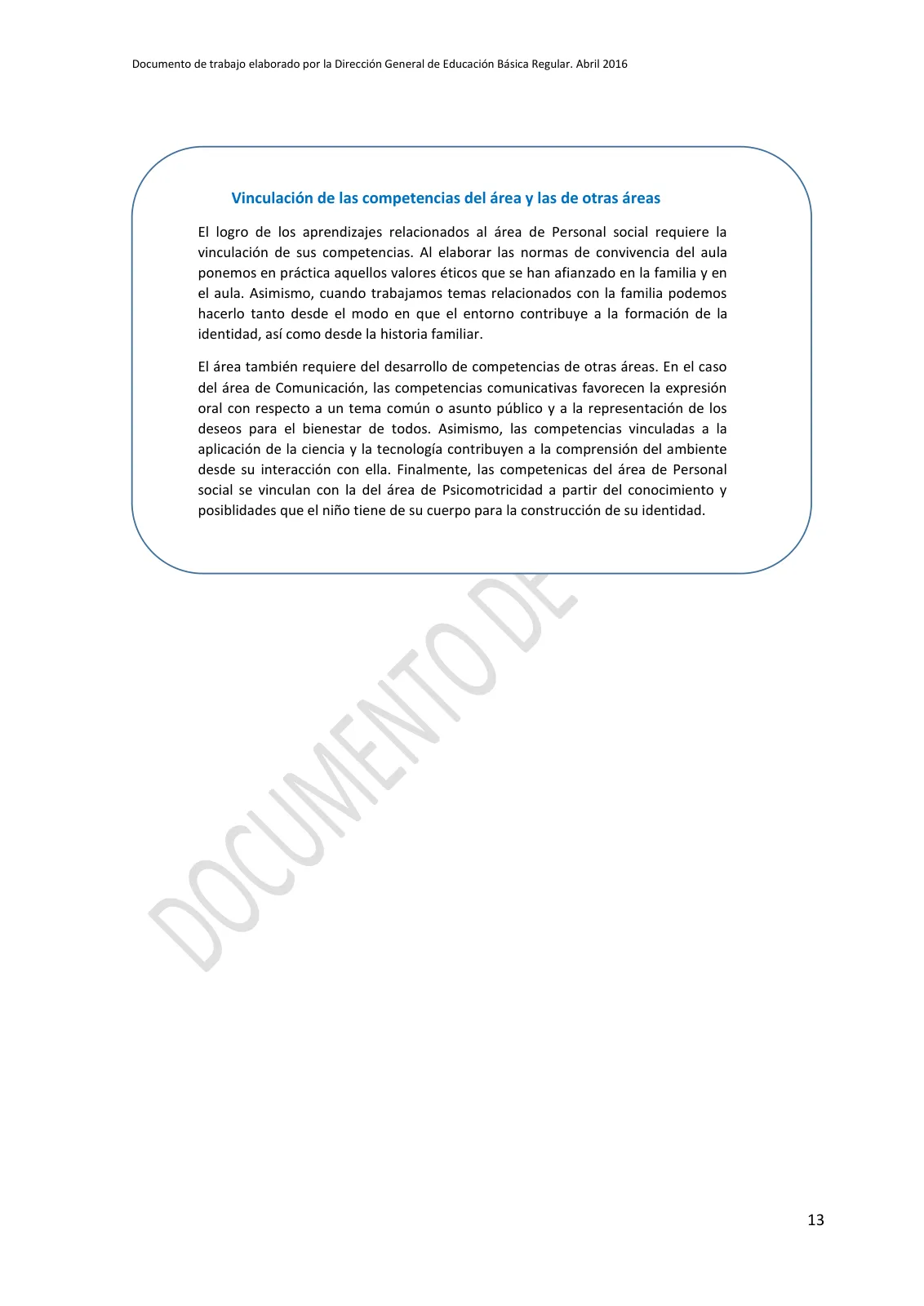 Miniatura página 13 de Programa curricular de Educación Inicial · 2016
