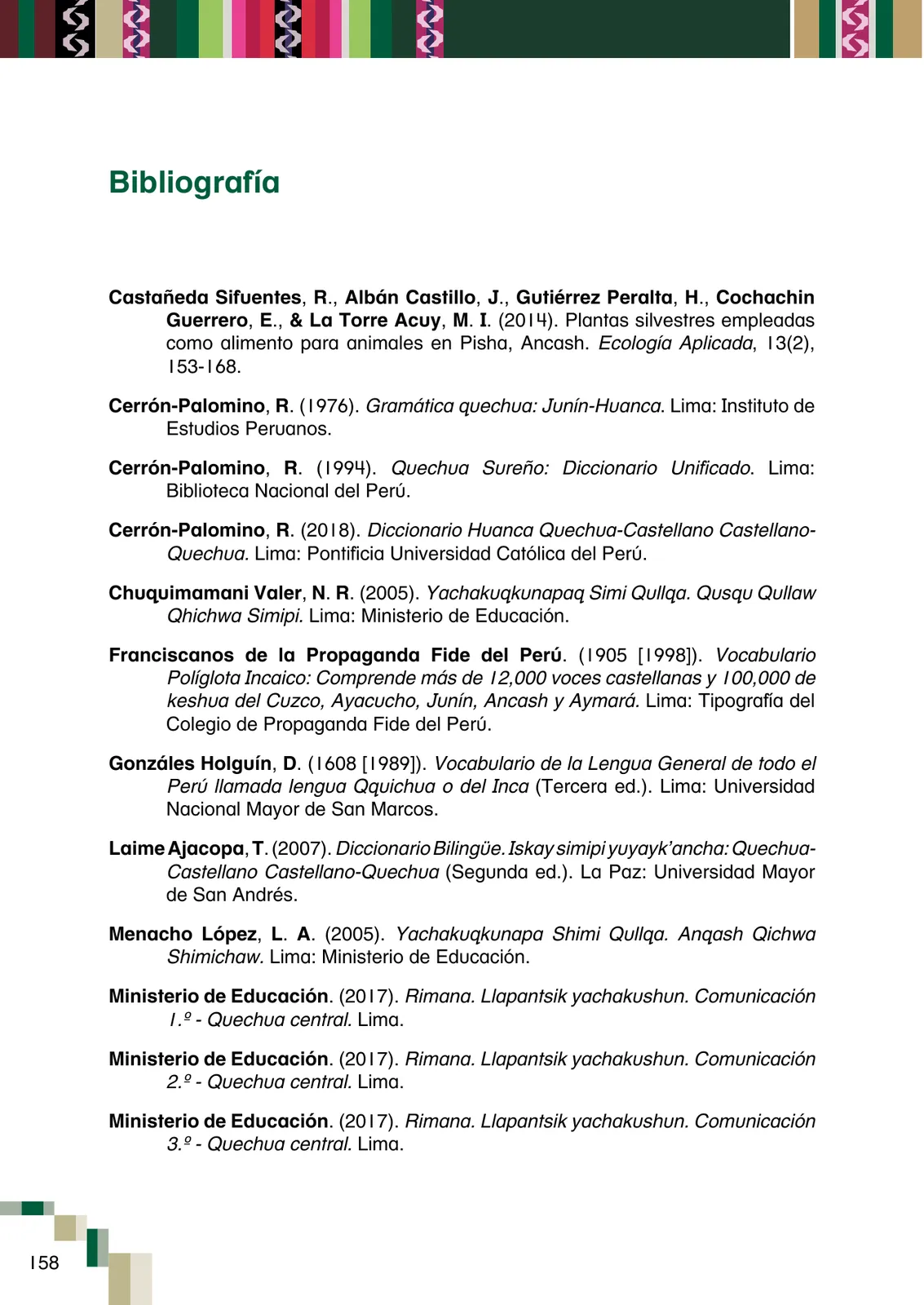 Miniatura página 160 de Yachachinapaq shimikuna - chawpin qichwa = Vocabulario pedagógico quechua central · 2021