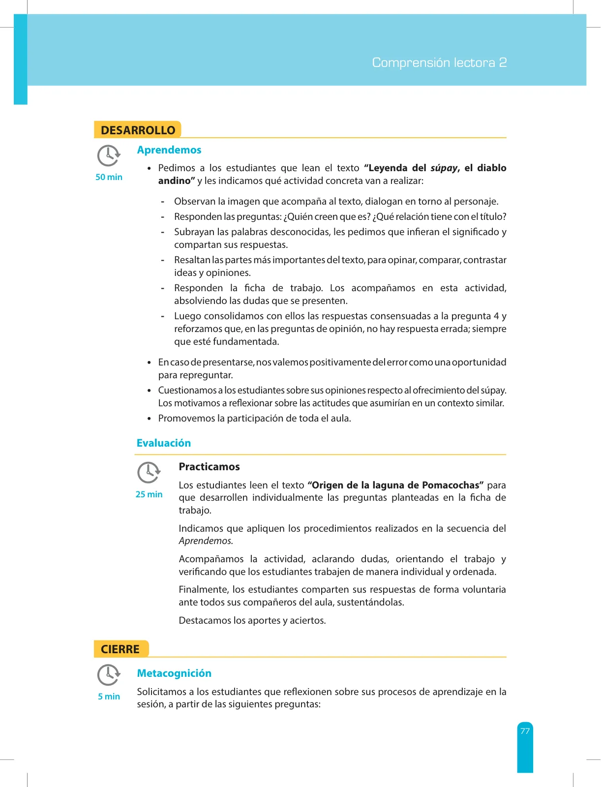 Miniatura página 79 de Comprensión lectora 2 : manual para el docente de segundo grado de Secundaria · 2017