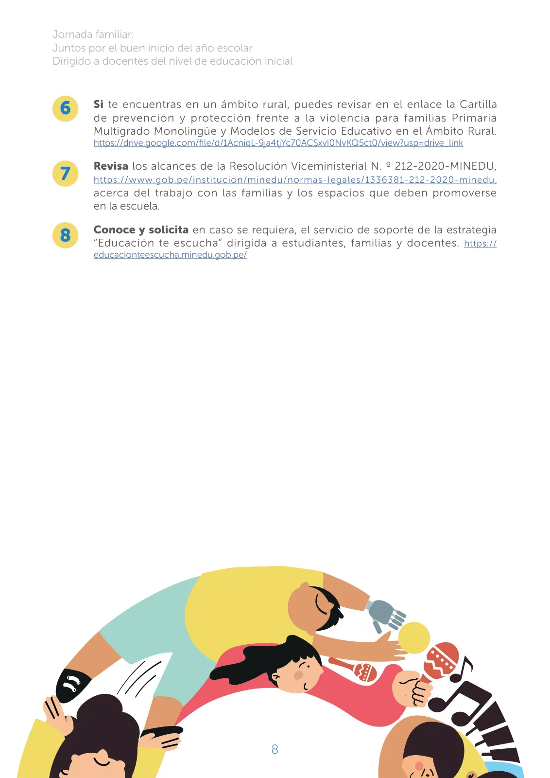 Página 8 de Jornada familiar : juntos por el buen inicio del año escolar. Dirigido a docentes del nivel de educación inicial · 2025