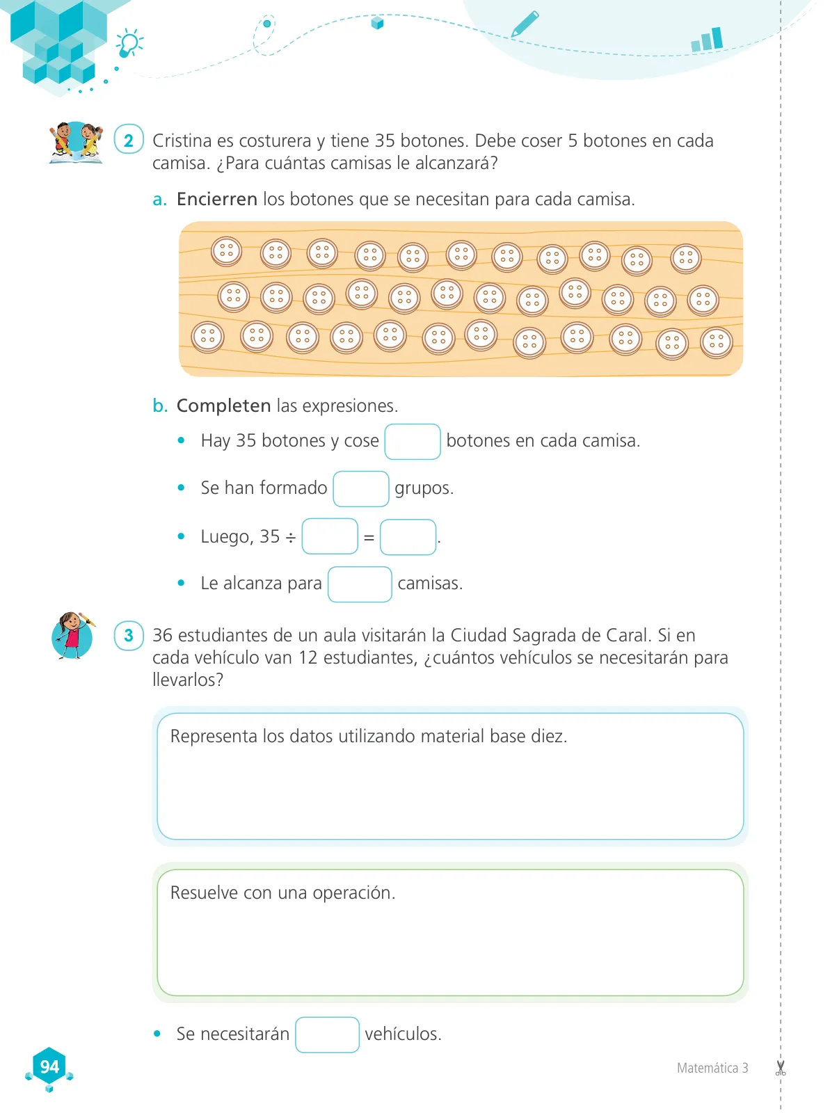 Página 96 de Matemática 3 : cuaderno de trabajo para tercer grado de Educación Primaria 2019 · 2019