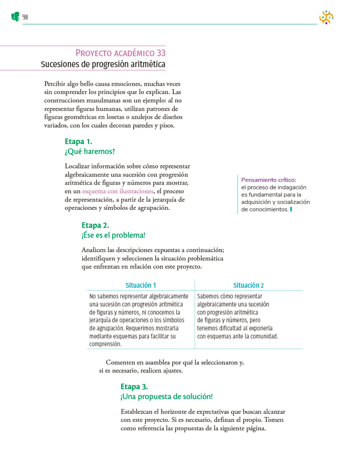 Miniatura página 99 de Colección Ximhai. Nuestro libro de Proyectos.  Tomo III.  Libro de Educación Telesecundaria Grado 1°  Ciclo Escolar 2025 - 2026