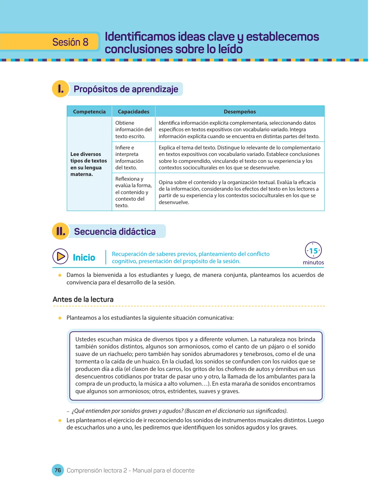 Miniatura página 78 de Comprensión lectora : manual para el docente de segundo grado de Secundaria 2018 · 2018