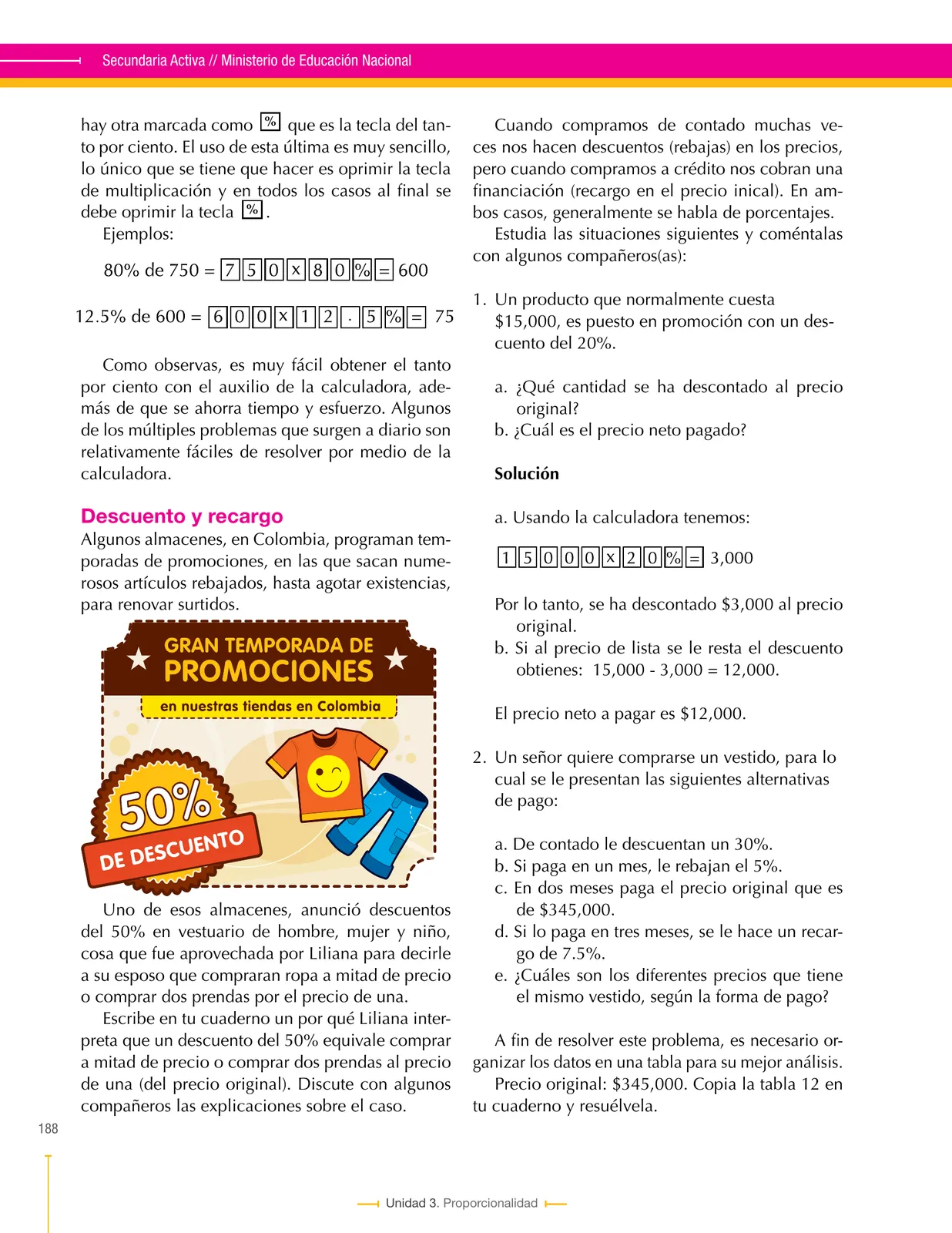 Página 188 de Matematica 6° · Secundaria Activa