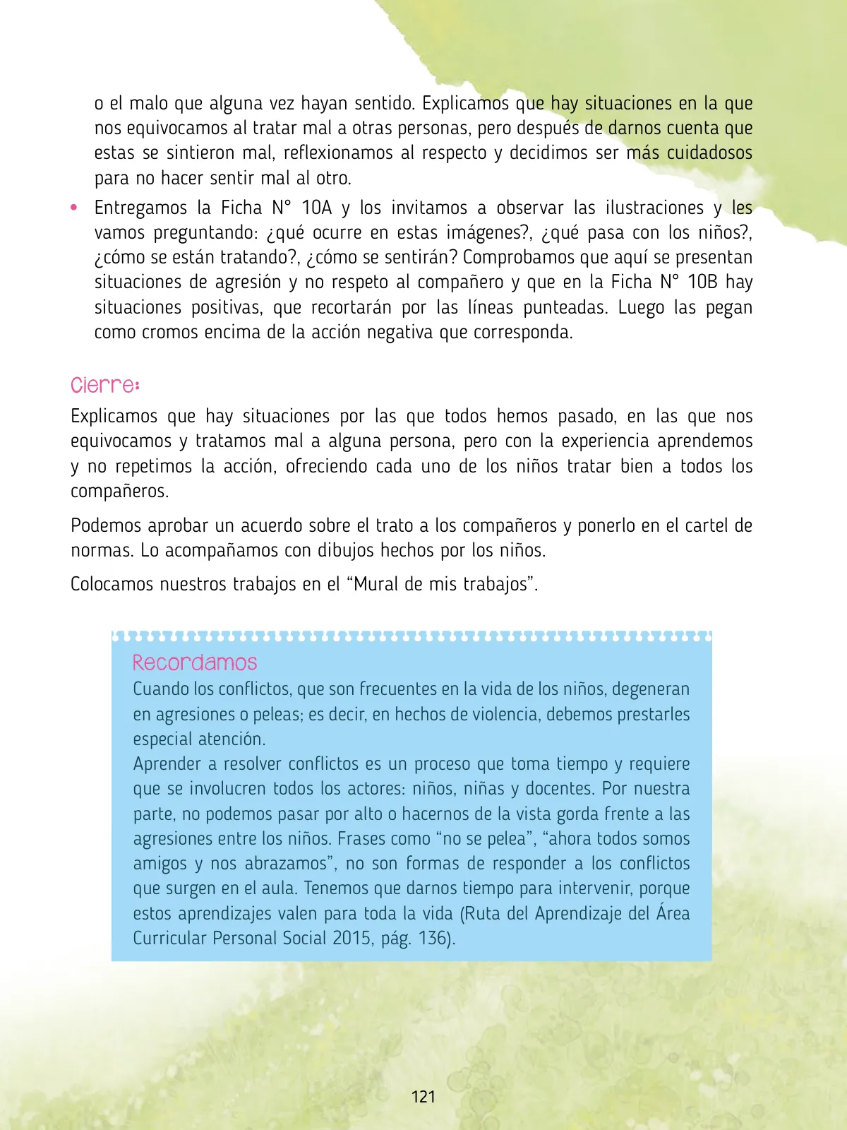 Página 123 de Agenda pedagógica 2017-2018 para docentes de II Ciclo de Instituciones de nivel de Educación Inicial · 2017
