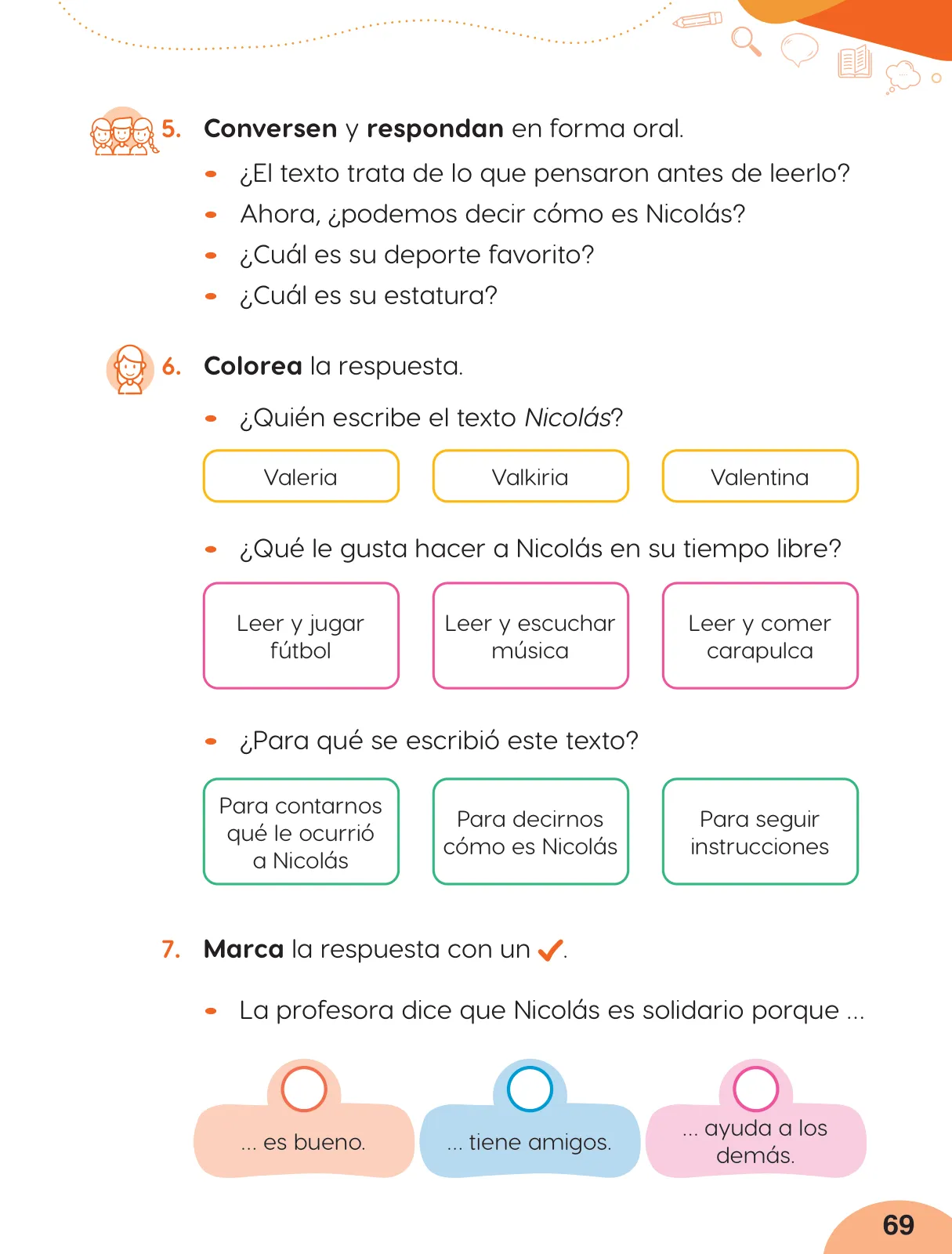 Página 71 de Cuadernillo de Comunicación 2, segundo grado de Primaria · 2023