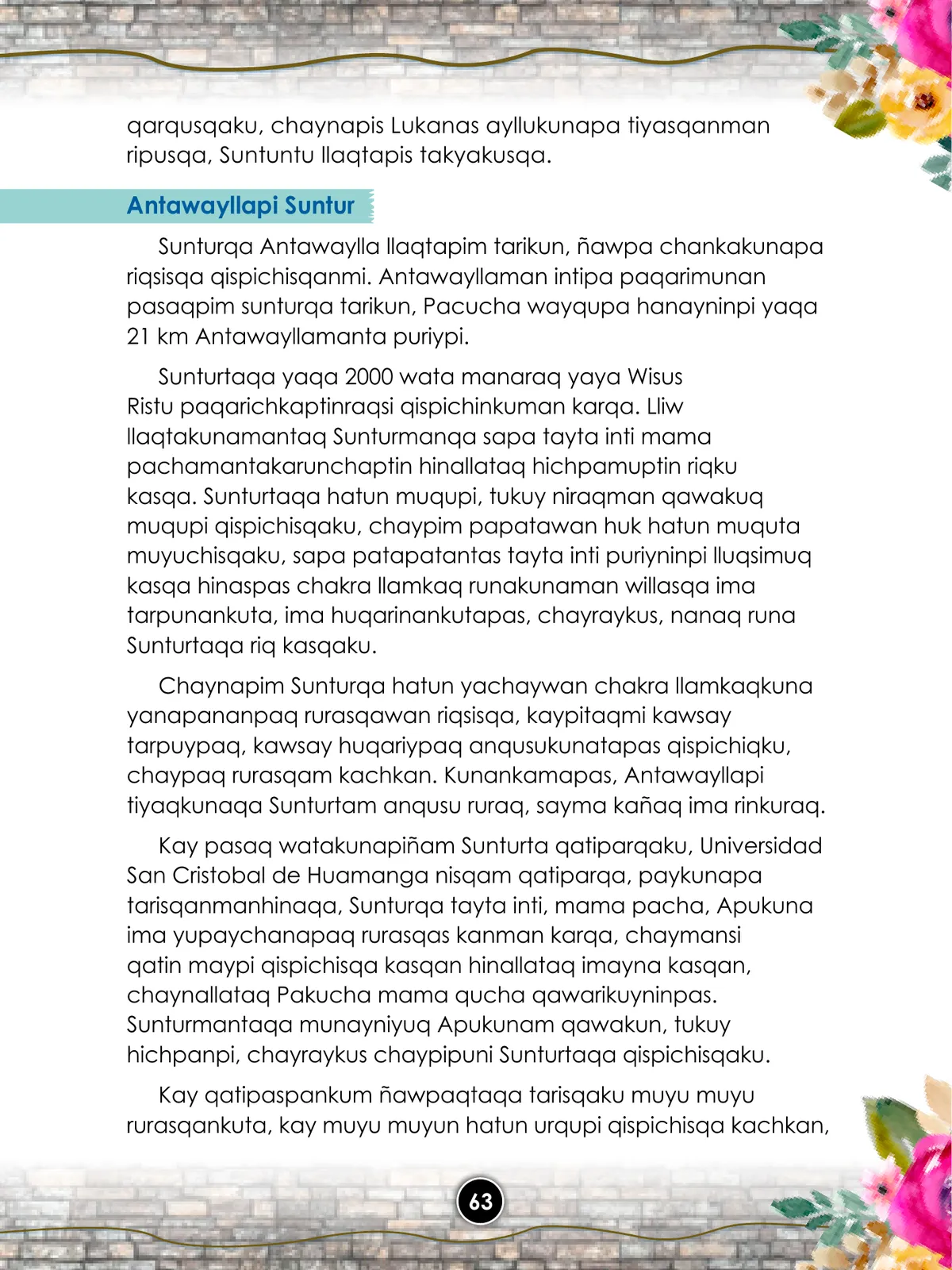 Página 65 de Llaqtanchikpa kawsayninkuna - Chanka : saberes de los pueblos - Comunicación y Ciencia y Tecnología quechua, variante Chanca · 2021