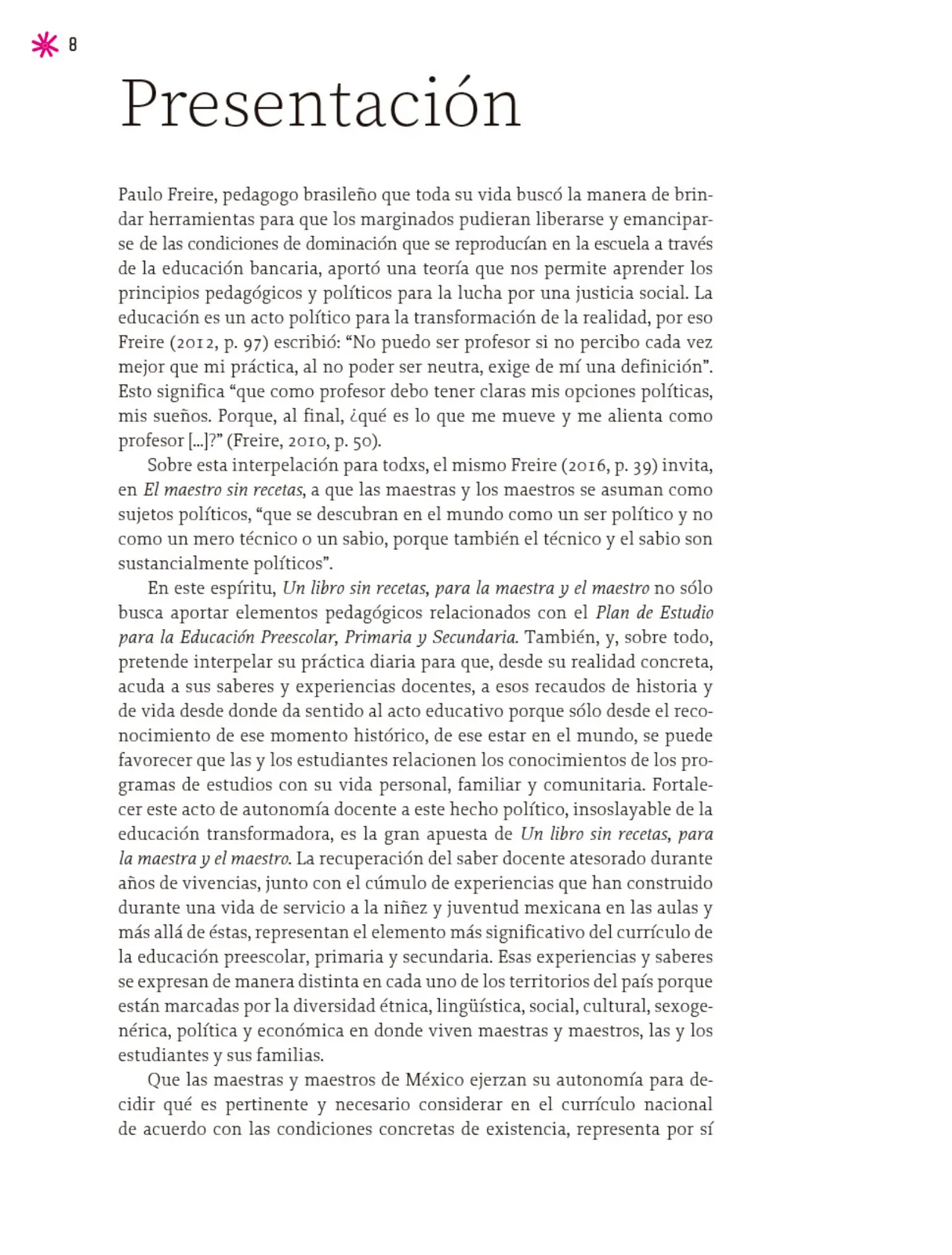 Página 9 de Un libro sin recetas, para la maestra y el maestro. Fase 5  Libro de Educación Primaria Grado 5°, 6°  Ciclo Escolar 2025 - 2026