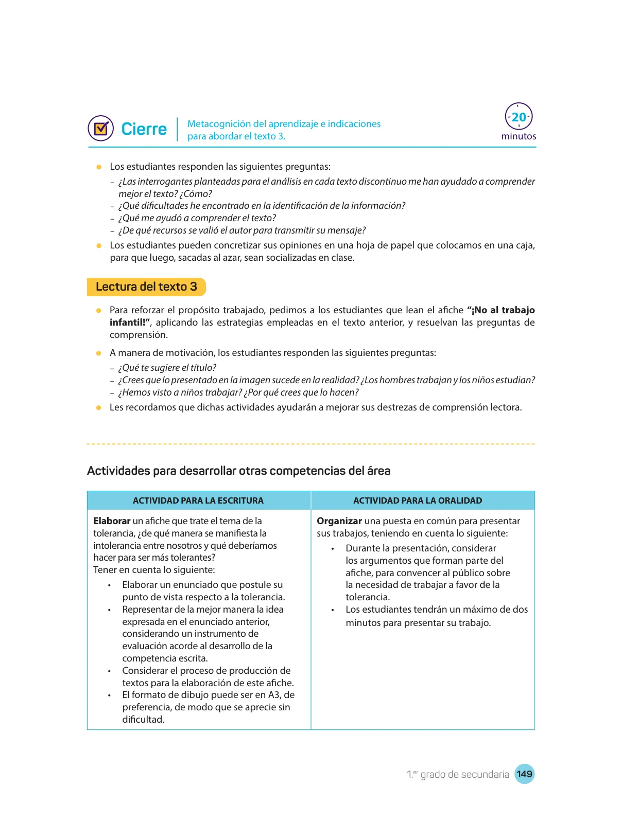 Página 151 de Comprensión lectora : manual para el docente de primer grado de Secundaria 2018 · 2018
