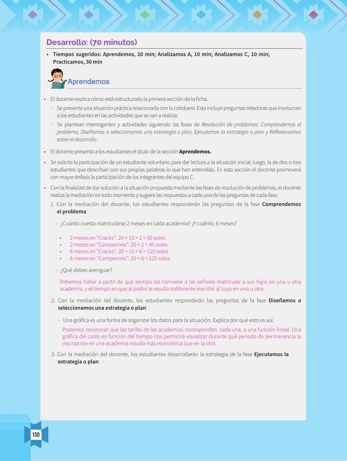 Página 132 de Resolvamos problemas 1 : manual para el docente 2018 · 2018