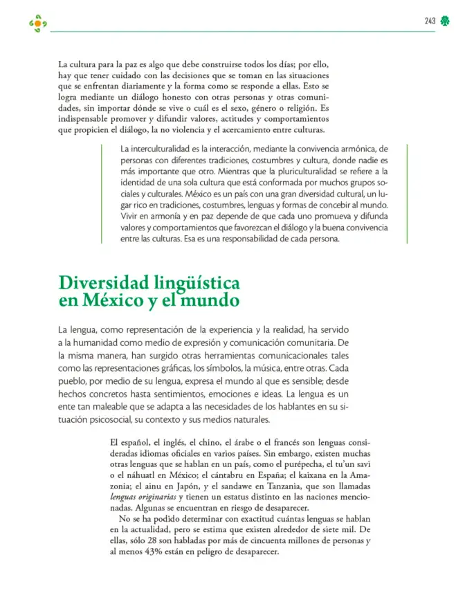 Página 244 de Colección Ximhai. Lenguajes. Libro de Educación Telesecundaria Grado 1° Ciclo Escolar 2025 - 2026