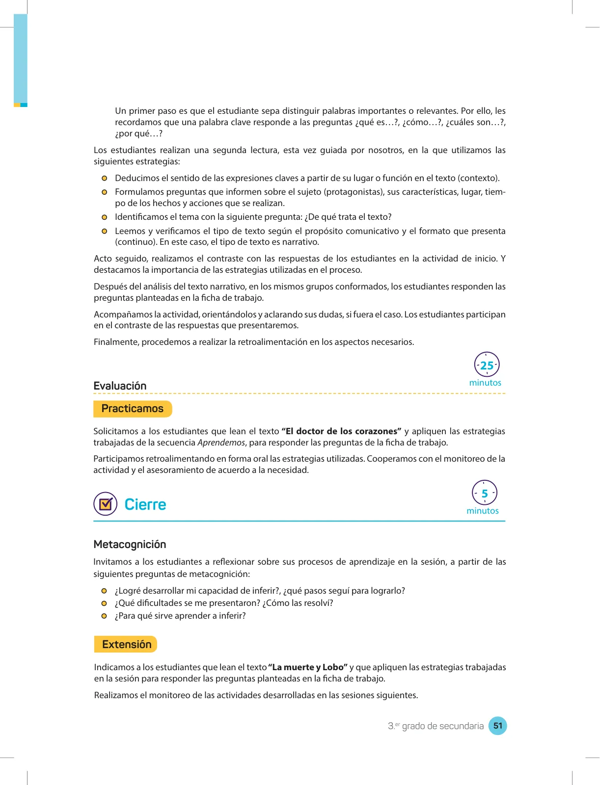 Página 53 de Comprensión lectora 3 : manual para el docente de tercer grado de Secundaria · 2017