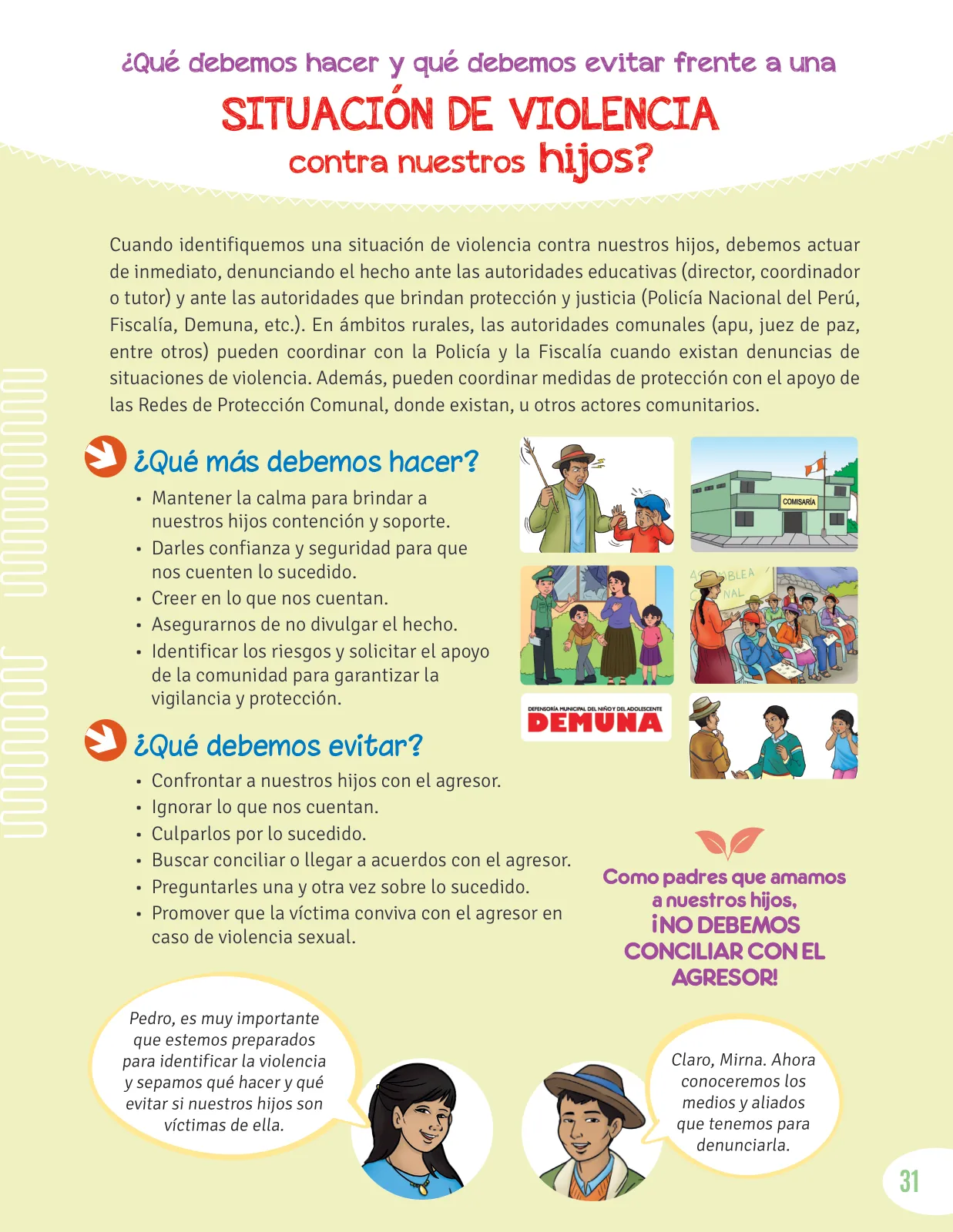 Página 33 de Cartilla de prevención y protección frente a la violencia para familias : Primaria Multigrado Monolingüe y Modelos de Servicio Educativo en el Ámbito Rural · 2024