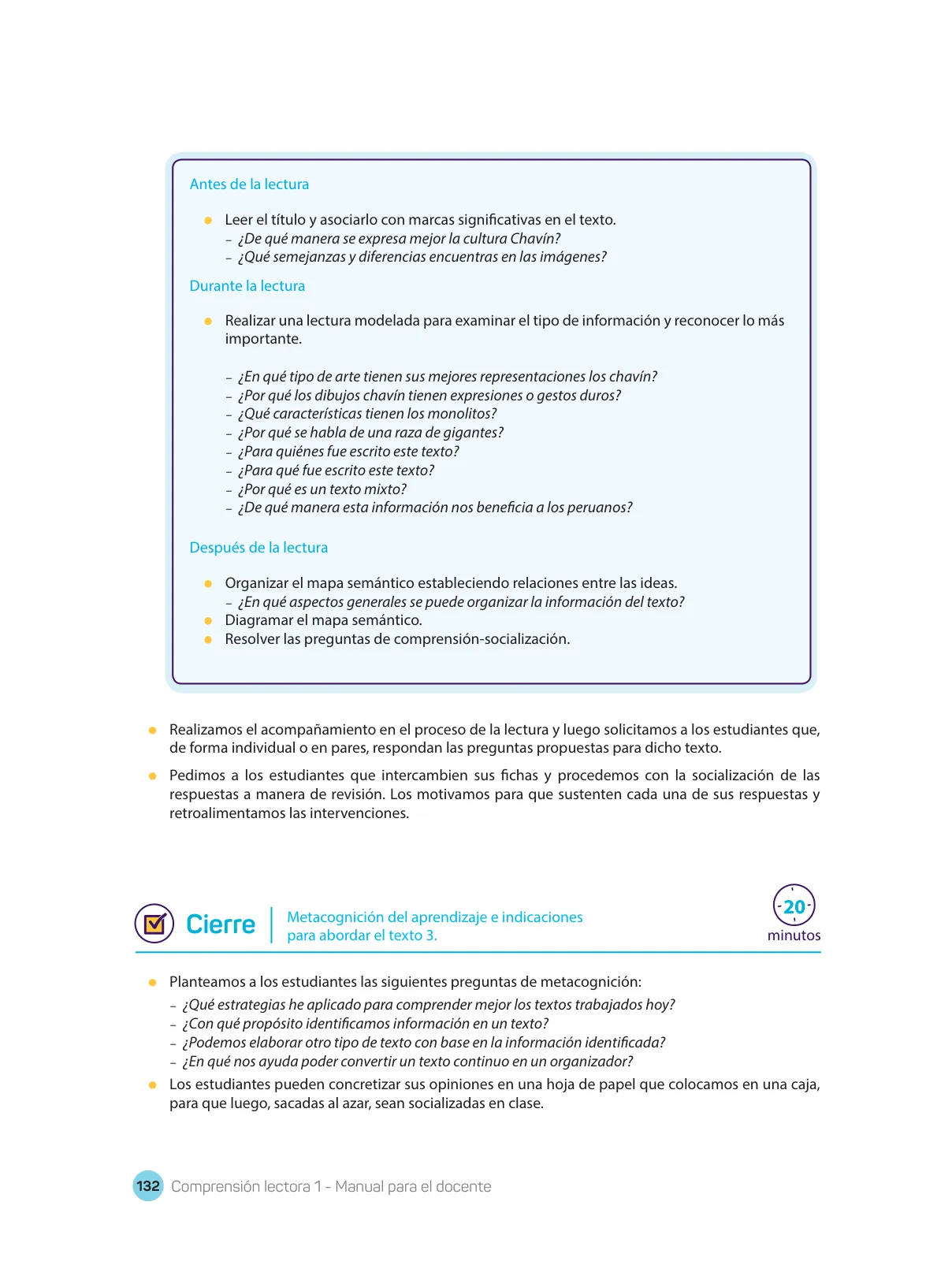 Página 134 de Comprensión lectora : manual para el docente de primer grado de Secundaria 2018 · 2018