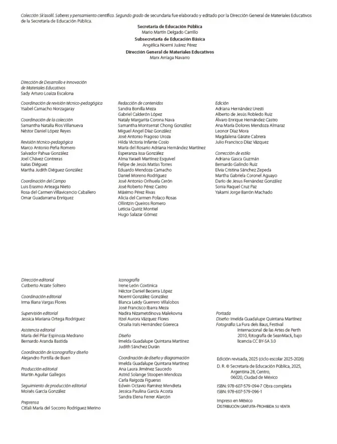 Página 3 de Colección Sk´asolil. Saberes y pensamiento científico. Libro de Educación Secundaria Grado 2° Ciclo Escolar 2025 - 2026