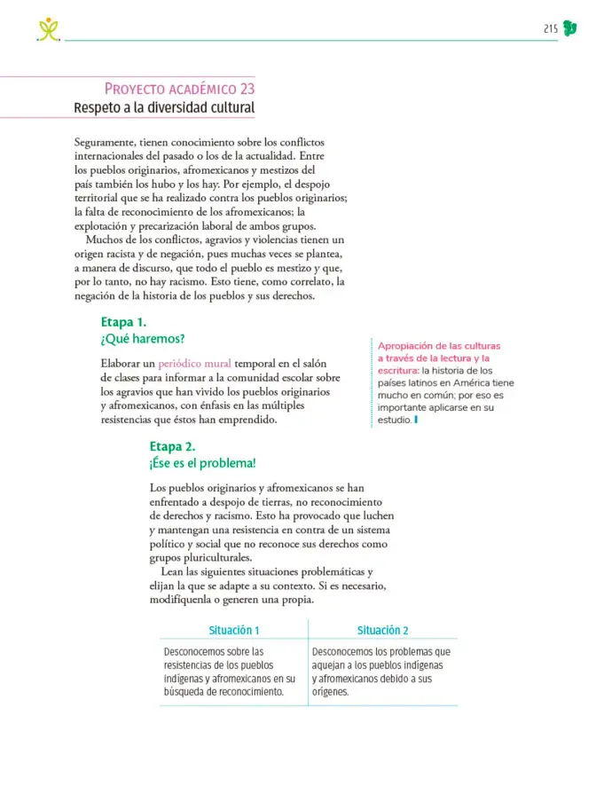 Página 216 de Colección Ximhai. Nuestro libro de Proyectos. Tomo II. Libro de Educación Telesecundaria Grado 1° Ciclo Escolar 2025 - 2026
