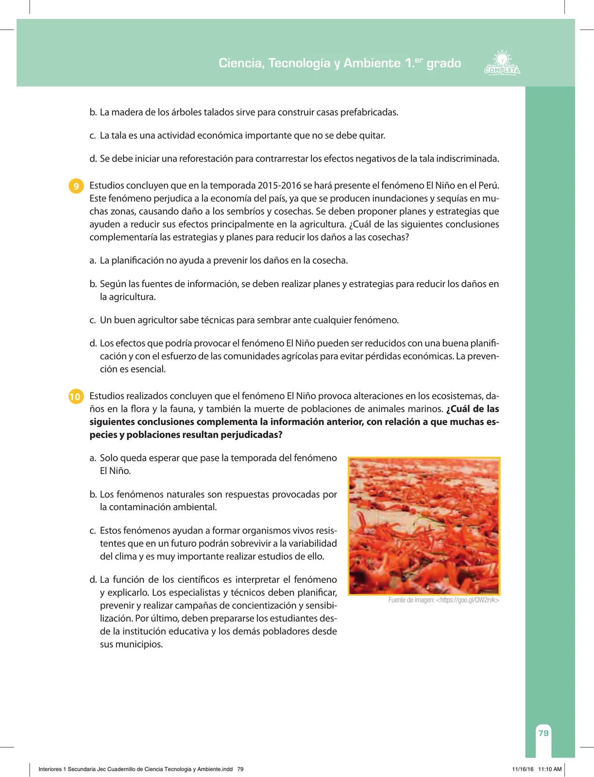 Página 79 de Ciencia, Tecnología y Ambiente 1. Cuaderno de reforzamiento pedagógico - JEC · 2016
