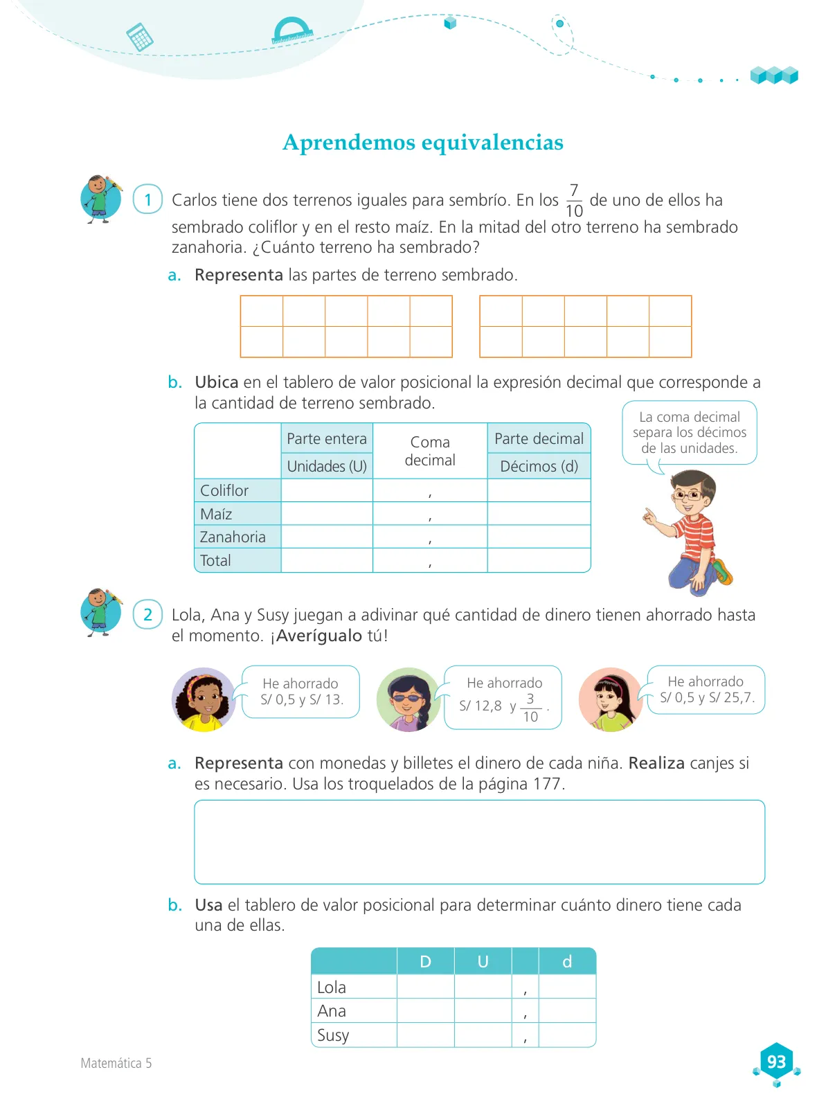 Página 94 de Matemática 5 : cuaderno de trabajo para quinto grado de Educación Primaria 2018 · 2018