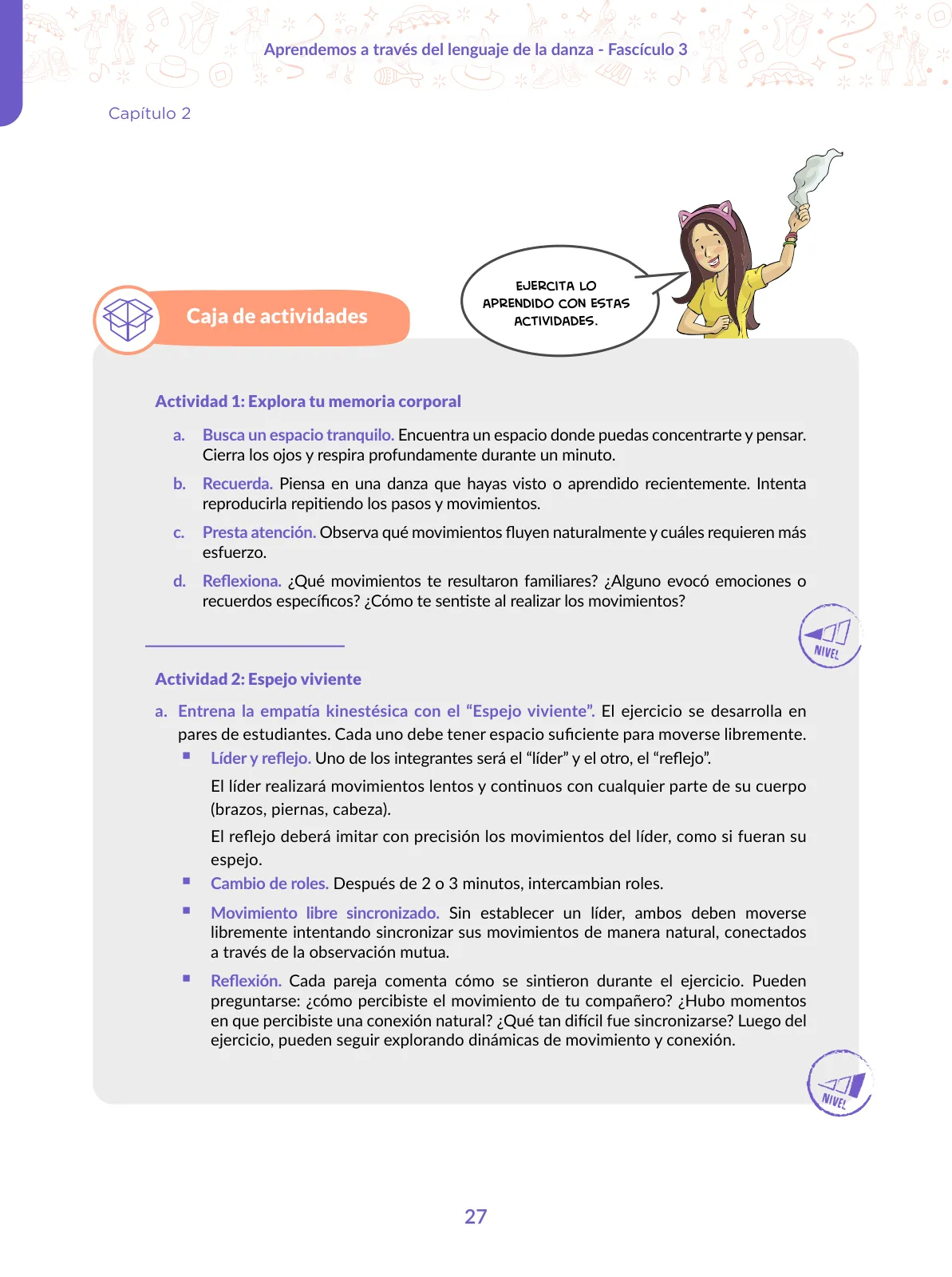 Miniatura página 27 de Aprendemos a través del lenguaje de la danza Fascículo 3 para estudiantes de Educación Secundaria · 2024