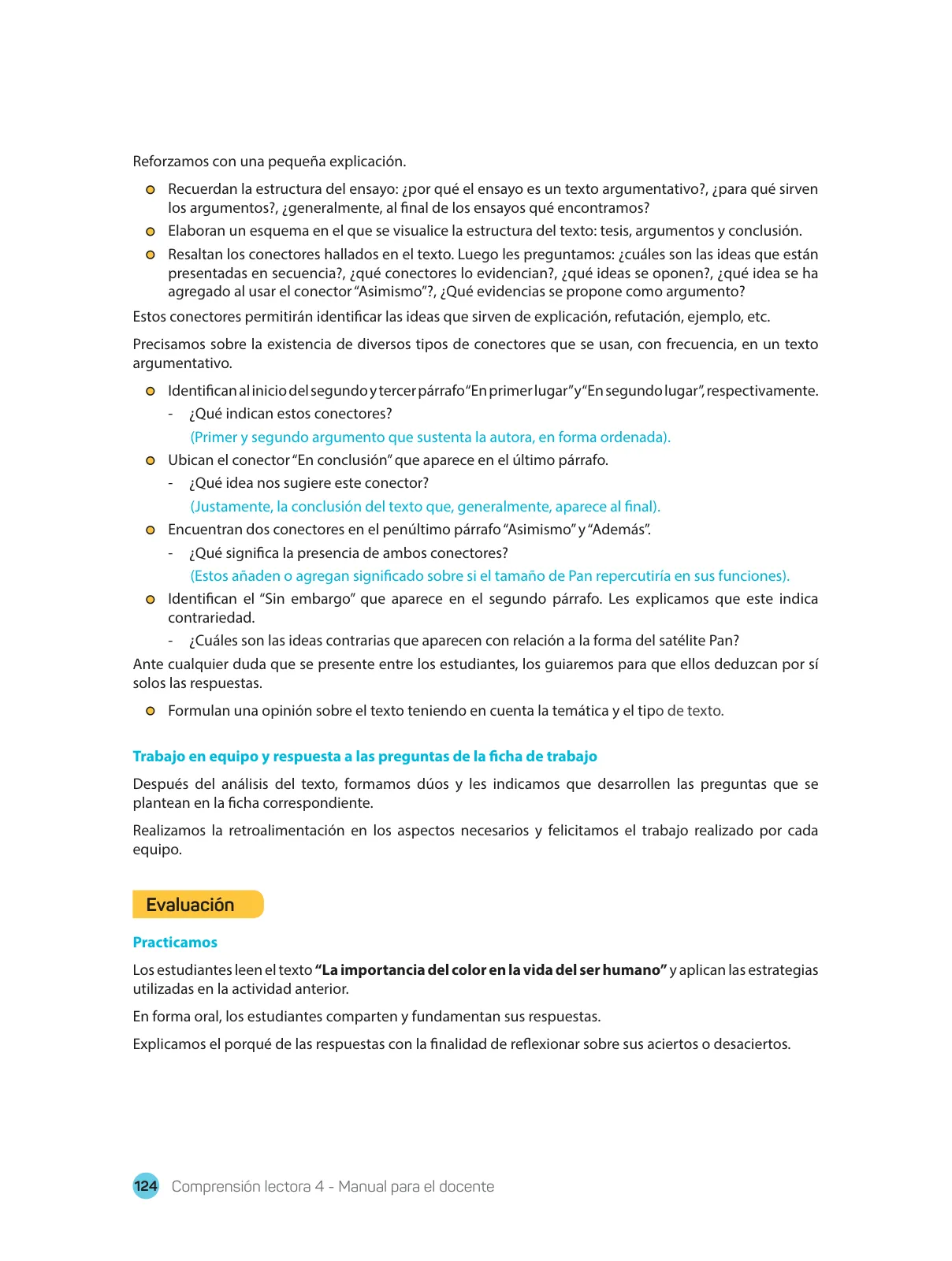 Miniatura página 126 de Comprensión lectora 4 : manual para el docente de cuarto grado de Secundaria · 2017