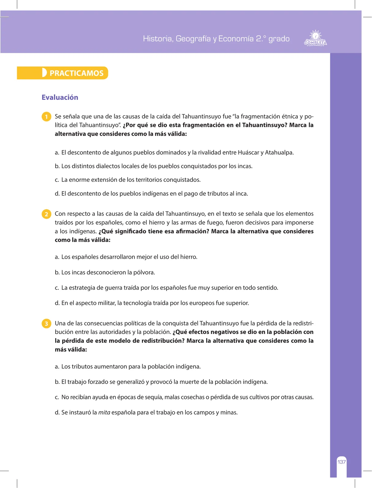 Miniatura página 137 de Historia, Geografía y Economía 2 : cuaderno de reforzamiento pedagógico - JEC ﻿ · 2016