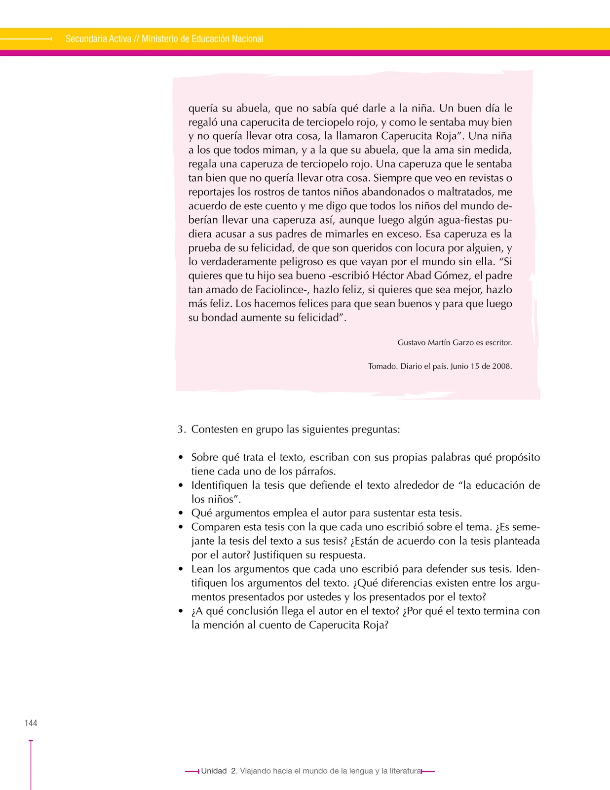 Página 144 de Lenguaje 7° · Secundaria Activa