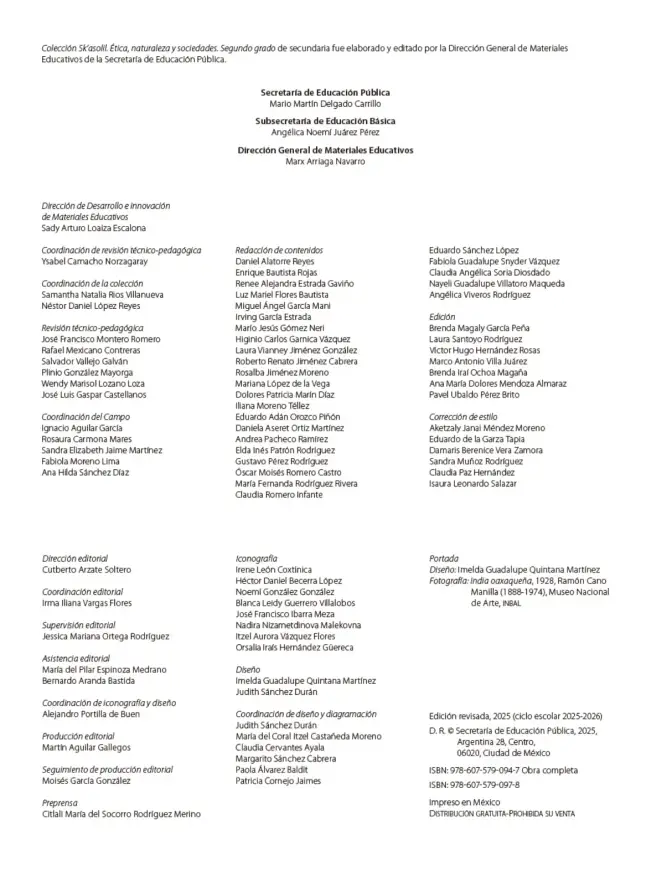Página 3 de Colección Sk´asolil. Ética, naturaleza y sociedades. Libro de Educación Secundaria Grado 2° Ciclo Escolar 2025 - 2026