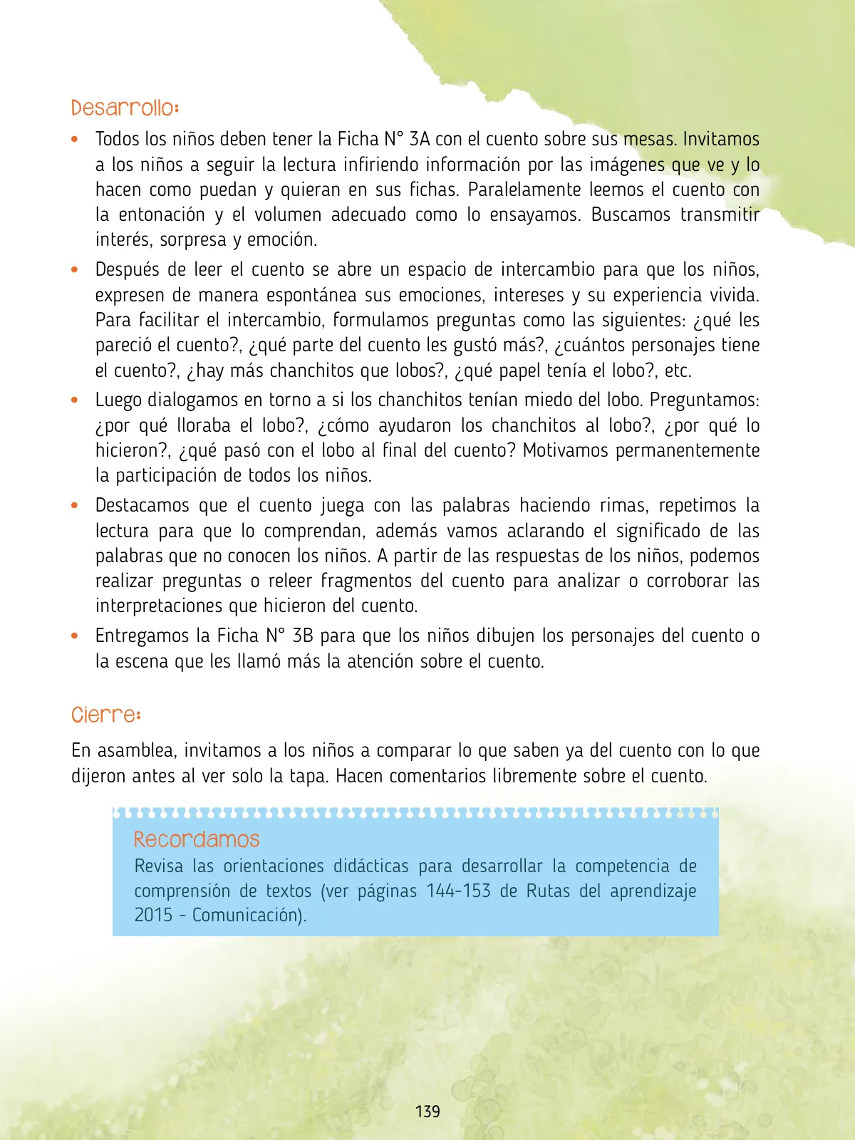 Página 141 de Agenda pedagógica 2017-2018 para docentes de II Ciclo de Instituciones de nivel de Educación Inicial · 2017